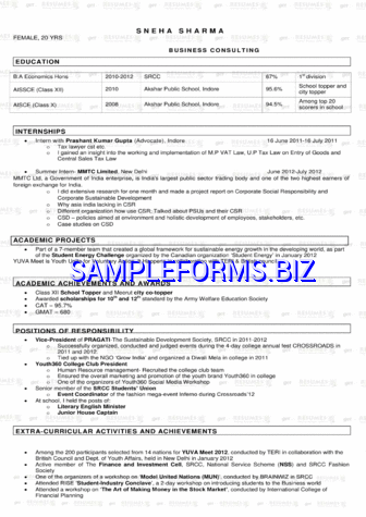 Sample Resume for Freshers 2 pdf free
